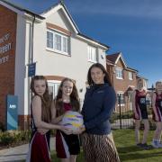 Panthers Netball Club , Chester.   Sophie Jones Anwyl Homes sales Manager  with (L/R) Ava Byrne, Lois Dyke, Emily Challinor, Penelope MacKin, Molly Koffman and Safiyah Jaffri.                   (Picture: Mandy Jones)
