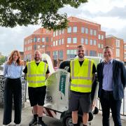 Business Engagement Manager Luka Morrellm with Chester BID's new maintenance operatives Lloyd Woodworth and Tom Hughes with Chester BID CEO Carl Critchlow.