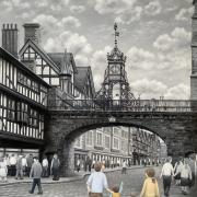 A Walk Through Time - Chester Times Oil Painting and limited edition.