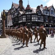 Regulars from the 1st Battalion, The Mercian Regiment, parading in Chester on Armed Forces Day this year.