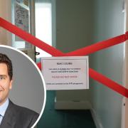 A school which has had to partially close over concerns with RAAC and, inset, Edward Timpson MP