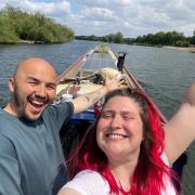 Amy and Wes on their boat Gregory's Girl. Image SWNS