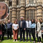 Mark Tami with Jade’s family and friends at Westminster in June 2022 and, inset, Jade
