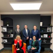 (L-R) Mark Slater, Gareth Williams, Chris Gawne, Jackie Rawcliffe and Nina Sperring at the launch of the new Price Slater Gawne offices in Chester.