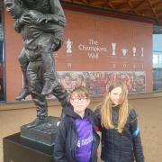 Elliot and his sister at Anfield after a recent practice run ahead of the fundraiser next month.