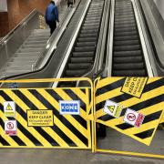The out of order escalators at Trident Retail Park in Runcorn