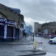 The crime scene in Westgate, Bradford