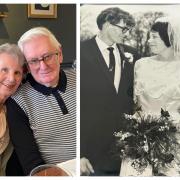 Pat and Chris Miller celebrating their diamond wedding anniversary, and on their wedding day