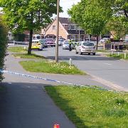 The police cordon on Summertrees Road, Ellesmere Port.