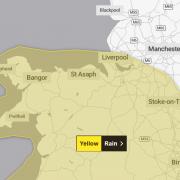 The area covered by the Met Office's yellow weather warning.
