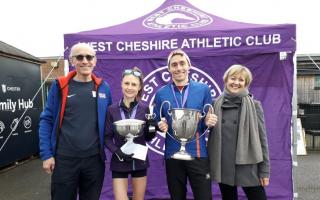 Chester Walls Race director Alan Morris and Louise Diggle with Sarah Hunter and Peter Taylor-Bray.