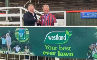Iain Brown, Westland’s Head of Logistics, with Chester Rugby Club’s President, William Evans.