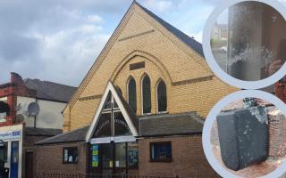 Main image of Rivertown Church in Shotton / Inset of super glue smeared on the window and key safe lock.