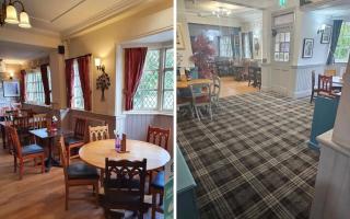 Before and after the revamp of the White Bear's dining area.