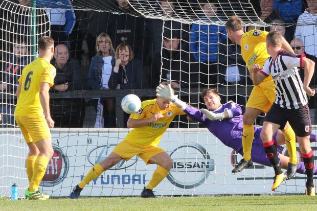 BLUES NUMBER ONE: Chester keeper Grant Shenton in action at Chorley